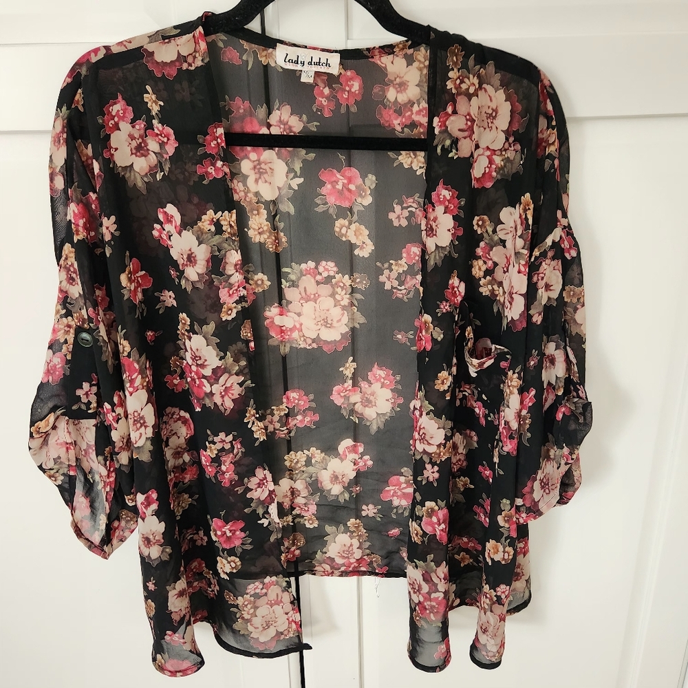 LADY DUTCH Sheer floral vest fall Size M